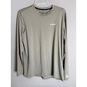 Patagonia Long Sleeve Sun Shirt Men’s Large Gray Logo Fishing UPF